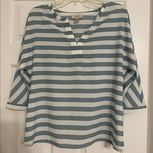 Women’s Loft Blouse Blue White Stripes Size Small